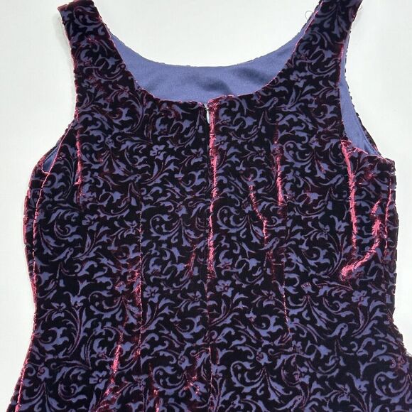 Moda Intl Vintage Silk Rayon Blend Velvet Floral Sleeveless Sheath Mini Dress 2 - Picture 11 of 13